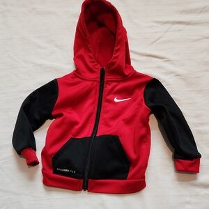 Nike Red and Black Kids Hooded Zip Jacket  Sz 18M